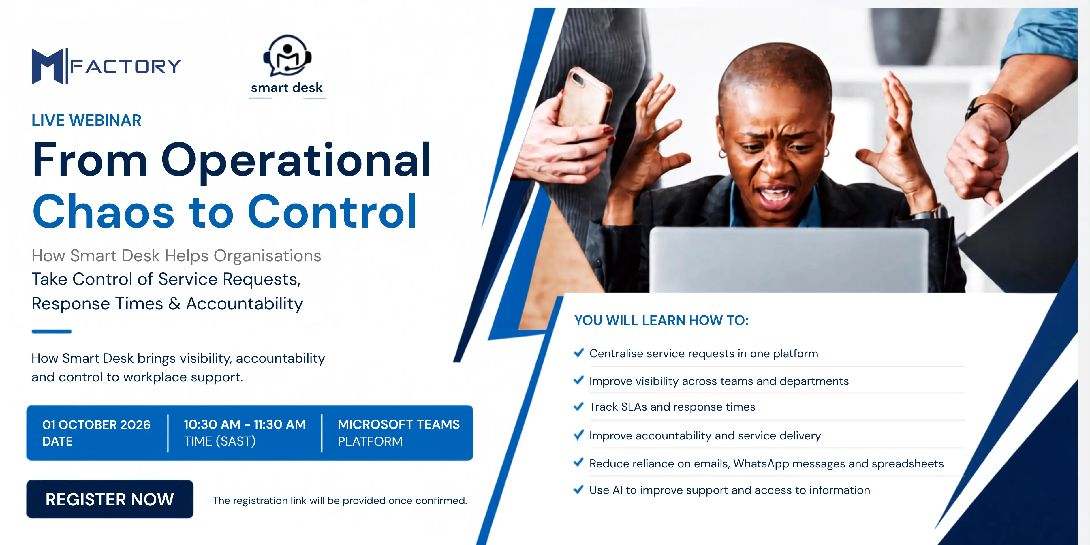 MFactory Smart Desk live webinar banner